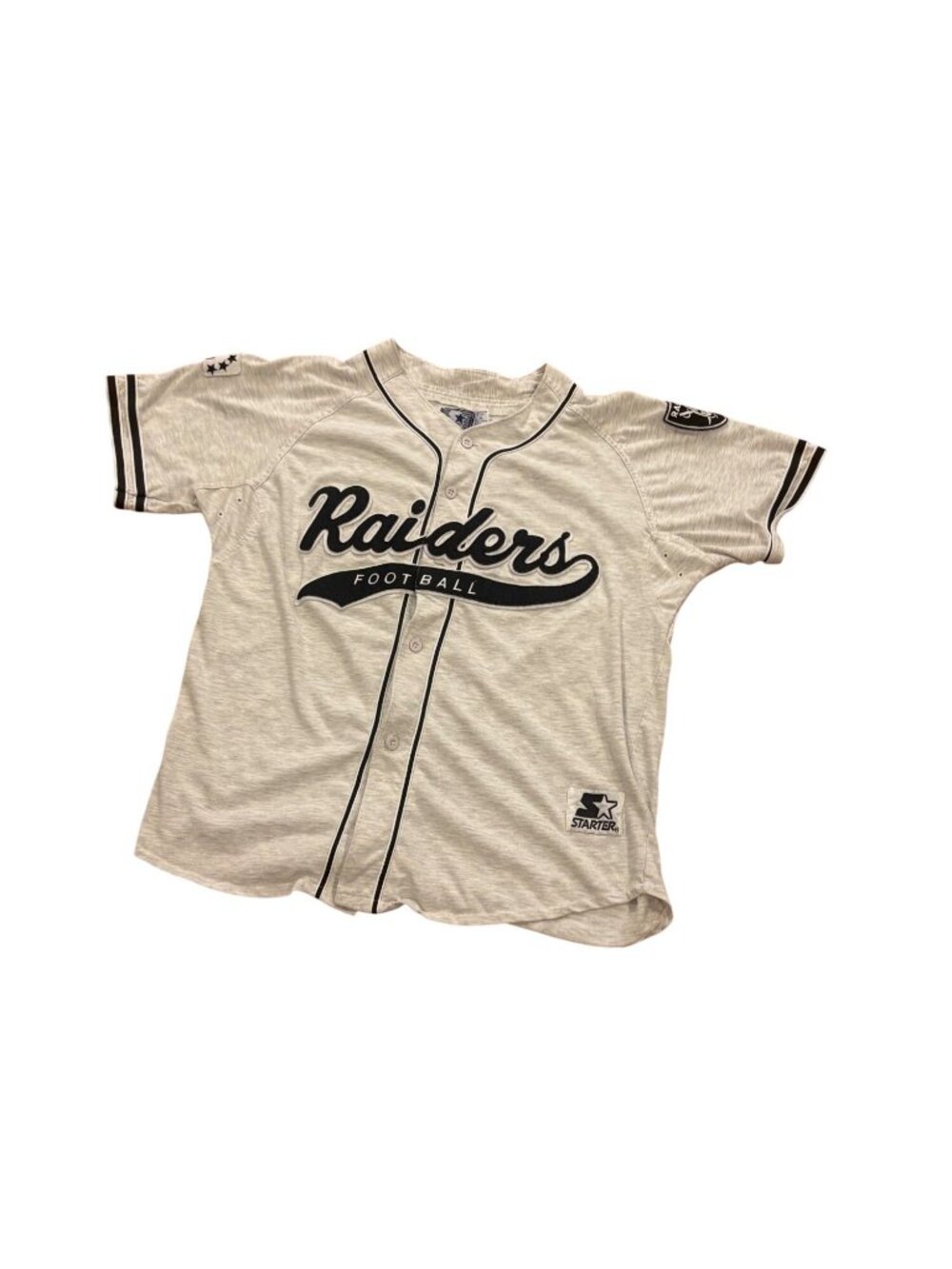 Vintage 90s Starter Los Angels Raiders Tail Sweep NFL Baseball Jersey Men's XL - Picture 4 of 6